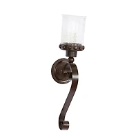 Scrolled Wrought Iron and Glass Hurricane Sconce