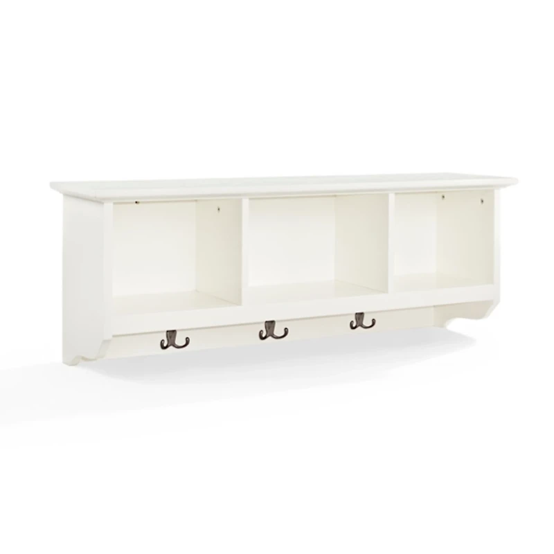 White Brenna Storage Shelf with Hooks