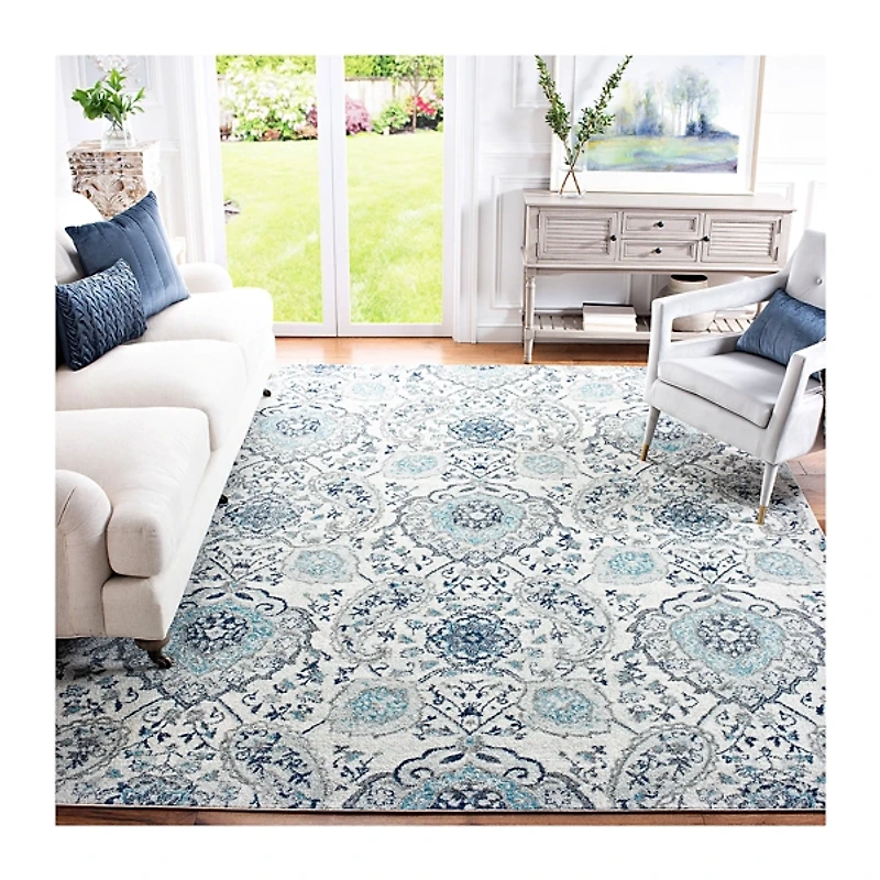 Blue and Gray Madison Medallion Area Rug, 8x10