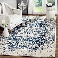 Navy and Cream Madison Distressed Area Rug