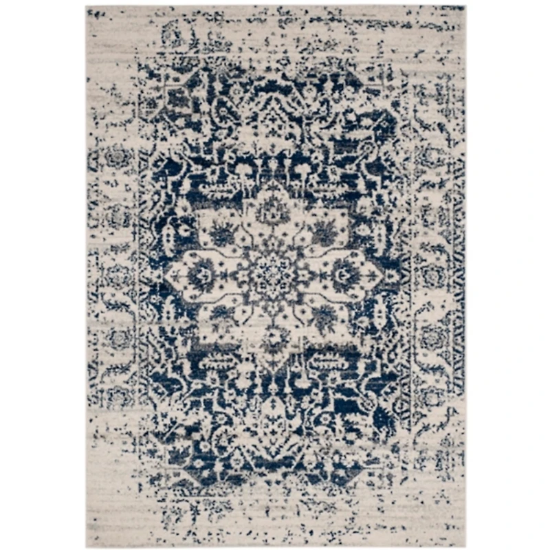 Navy and Cream Madison Distressed Area Rug