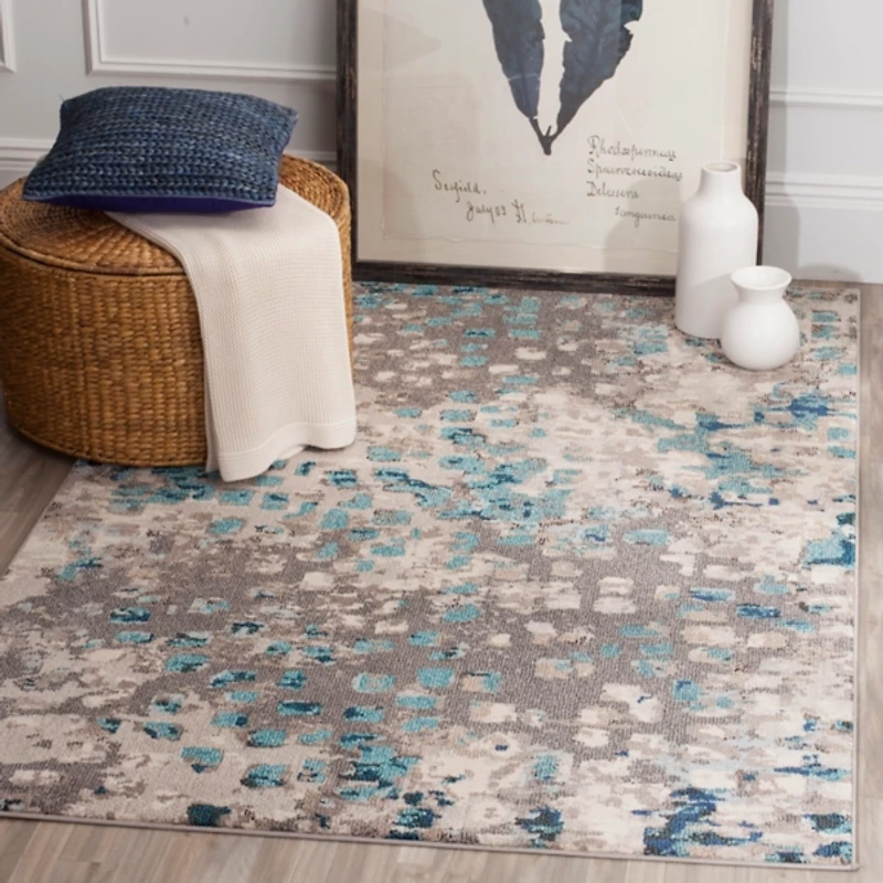 SAFAVIEH Blue & Gray Monaco Boho Dot Area Rug, 5x8