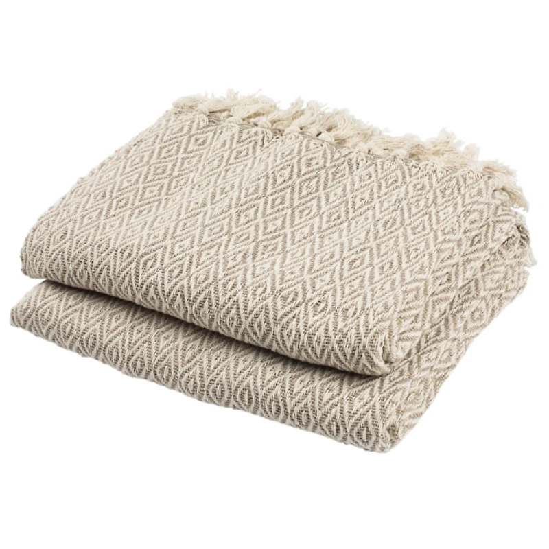 Beige and Cream Danita Fringe Throw