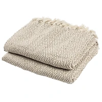 Beige and Cream Danita Fringe Throw