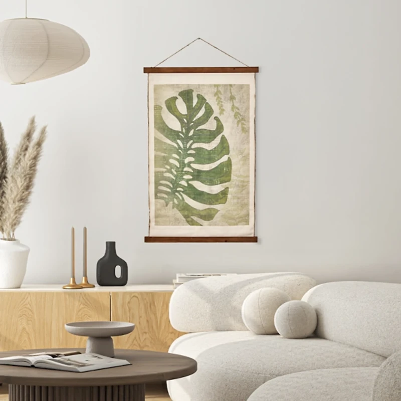 Green Taro Scroll Tapestry