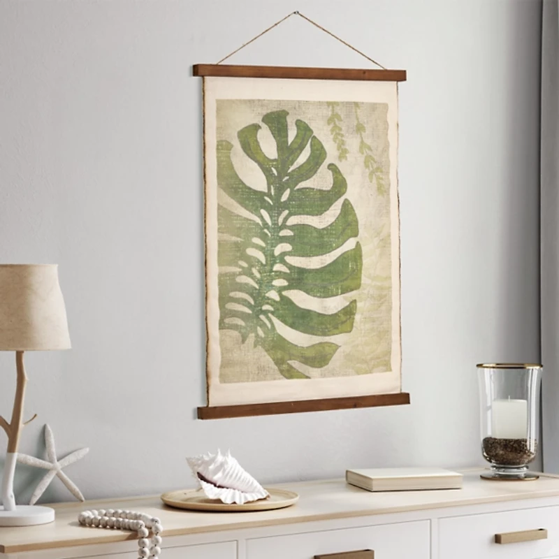 Green Taro Scroll Tapestry