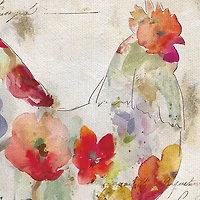 Flowered Chicken Canvas Art Print, Set of 2