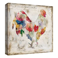 Flowered Chicken Canvas Art Print, Set of 2