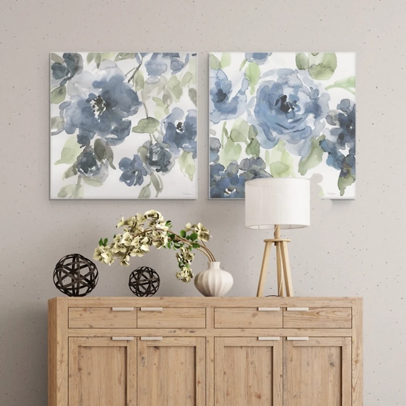 Blue Belles I and II Canvas Art Prints, Set of 2