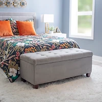 Amelia Tufted Gray Shoe Storage Ottoman Bench