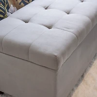 Amelia Tufted Gray Shoe Storage Ottoman Bench