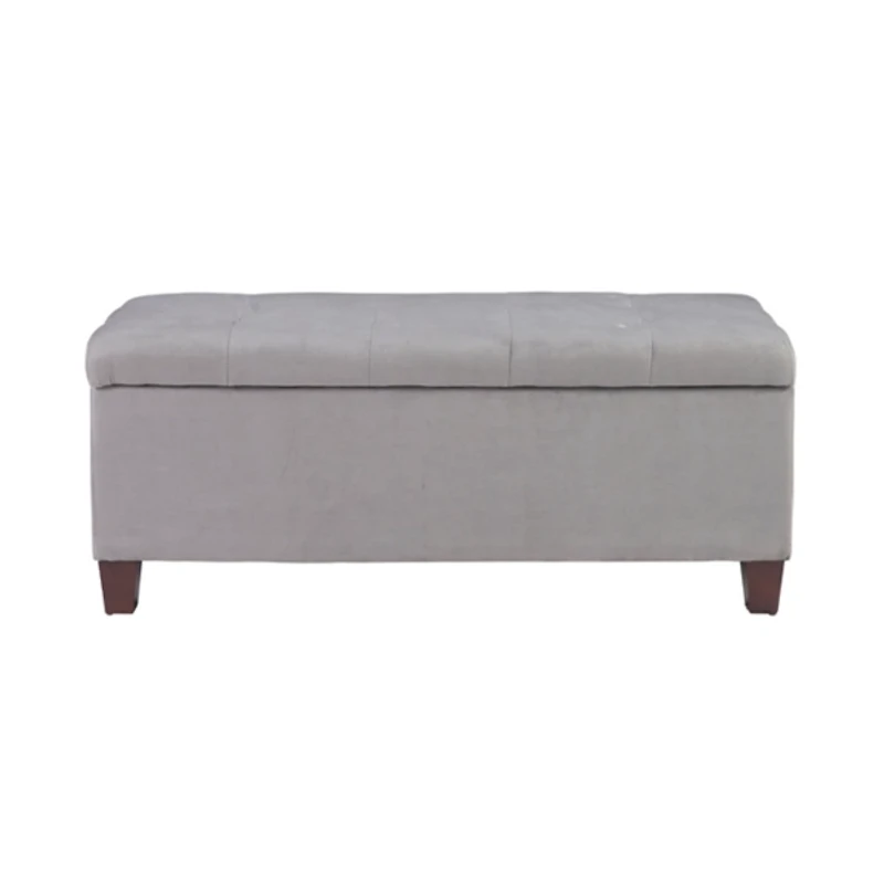 Amelia Tufted Gray Shoe Storage Ottoman Bench