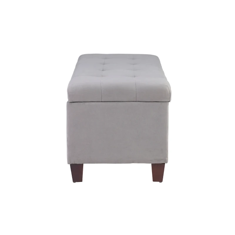 Amelia Tufted Gray Shoe Storage Ottoman Bench