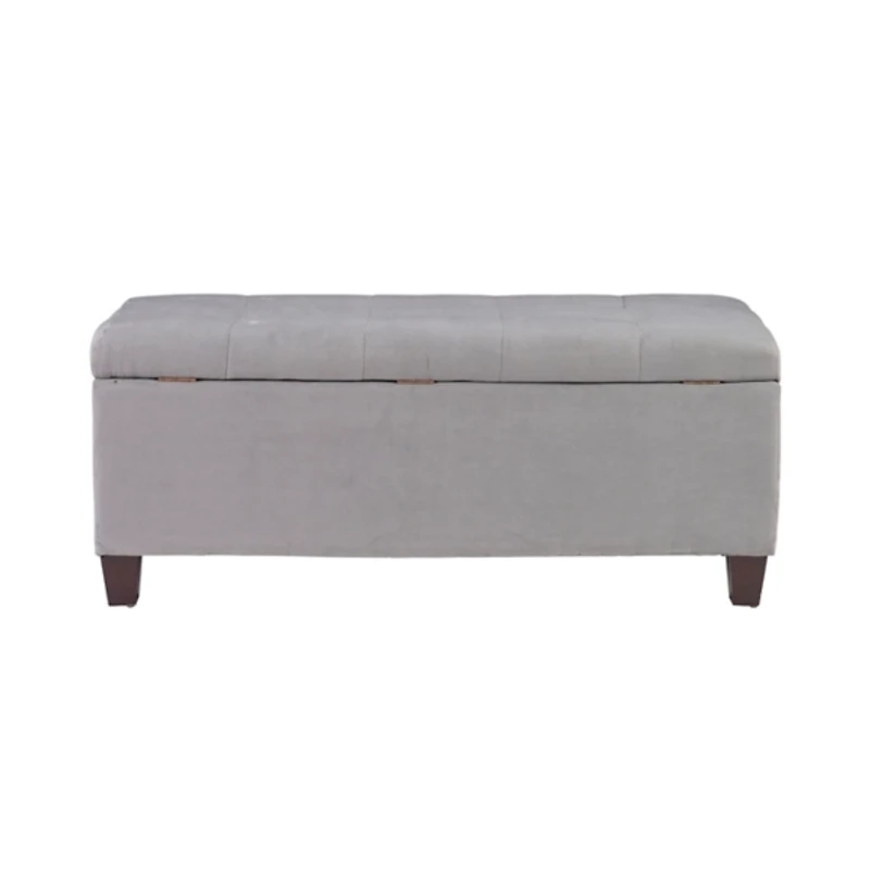 Amelia Tufted Gray Shoe Storage Ottoman Bench