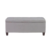 Amelia Tufted Gray Shoe Storage Ottoman Bench