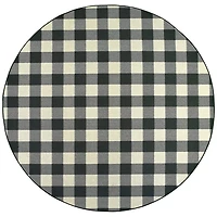 Round Madura Buffalo Check Outdoor Area Rug, 7 ft.