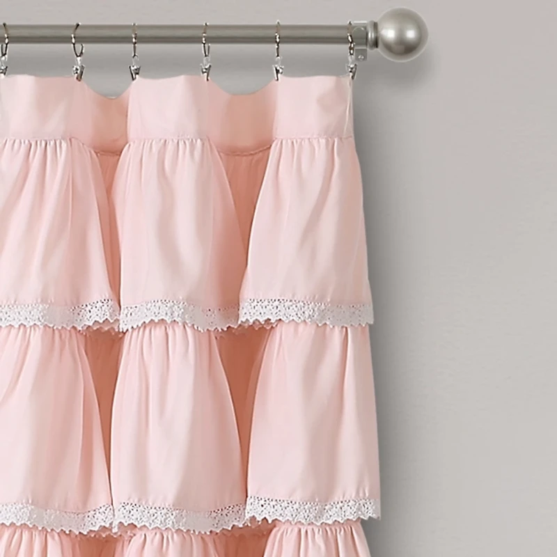 Blush Full Ruffle and Lace Curtain Panel, 84 in.