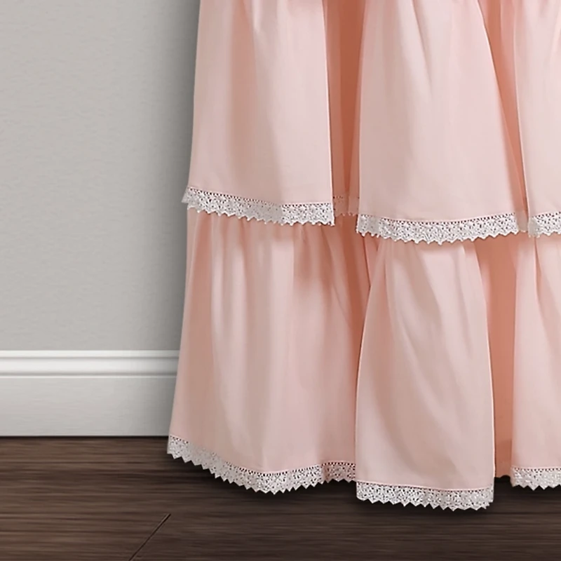 Blush Full Ruffle and Lace Curtain Panel, 84 in.
