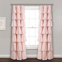 Blush Full Ruffle and Lace Curtain Panel, 84 in.