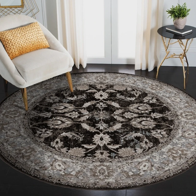 Black Alex Round Area Rug, 6 ft.