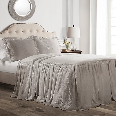 Gray Ruffle Skirt 3-pc. King Comforter Set