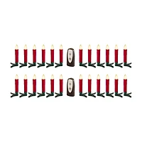 LED Clip-On Red Taper Candles, Set of 24