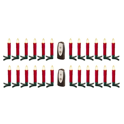 LED Clip-On Red Taper Candles, Set of 24