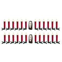 LED Clip-On Red Taper Candles, Set of 24