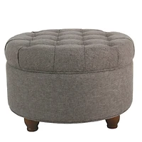 Dark Gray Tufted Round Storage Ottoman