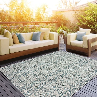 Azure Terrace Sun Shower Outdoor Area Rug, 5x8
