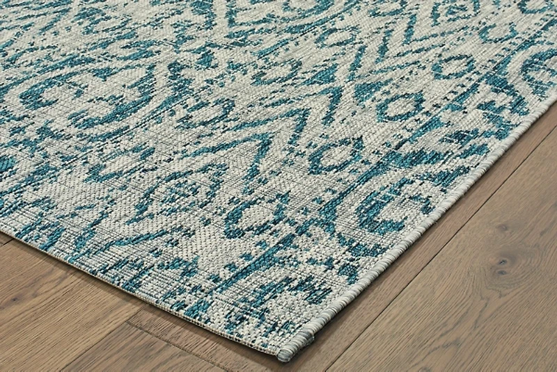 Azure Terrace Sun Shower Outdoor Area Rug, 5x8