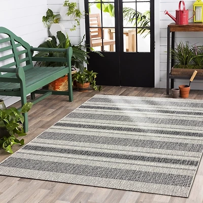 Stripe Weave Sun Shower Outdoor Area Rug, 7x9