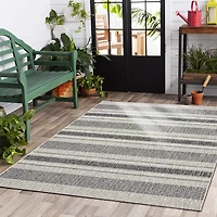 Stripe Weave Sun Shower Outdoor Area Rug, 7x9