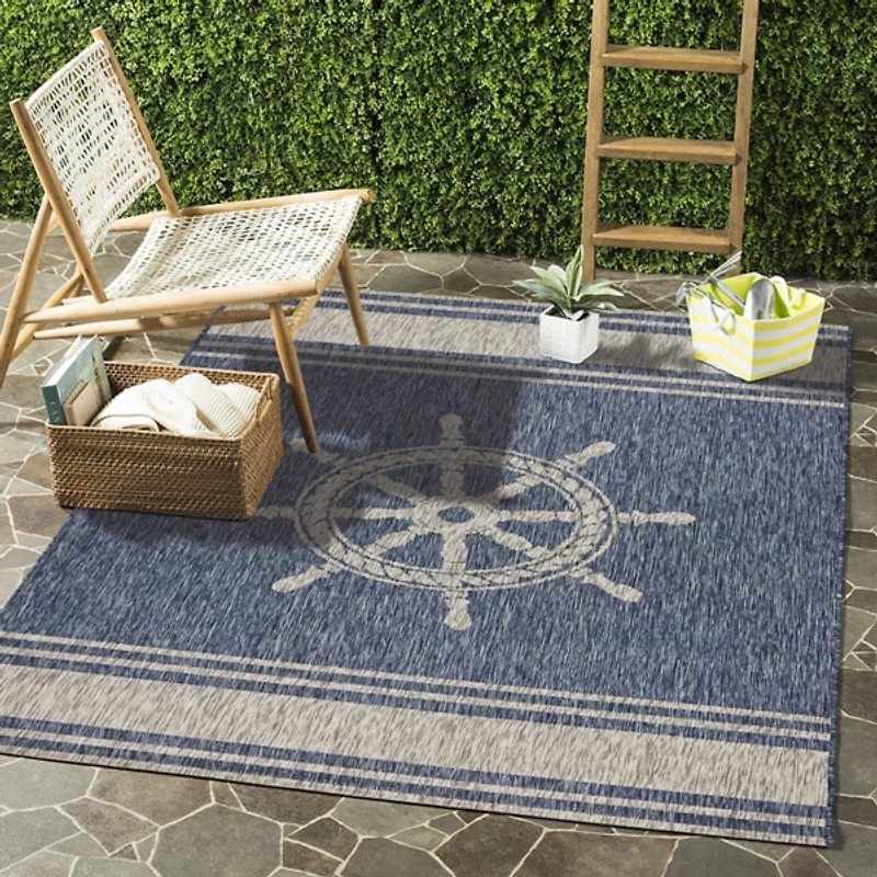 Captiva Nautical Helm Outdoor Area Rug, 7x9