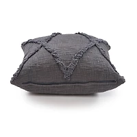Gray Fringe Diamond Pillow, 20 in.