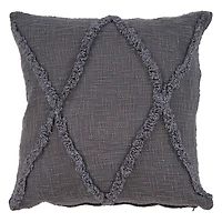 Gray Fringe Diamond Pillow, 20 in.