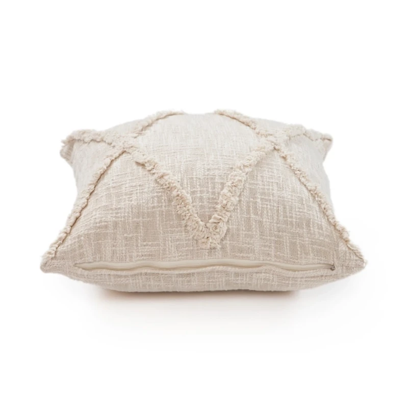 Natural Fringe Diamond Pillow, 20 in.