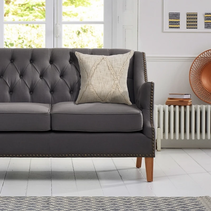 Natural Fringe Diamond Pillow, 20 in.