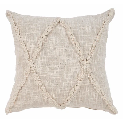 Natural Fringe Diamond Pillow, 20 in.