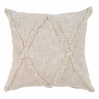 Natural Fringe Diamond Pillow, 20 in.