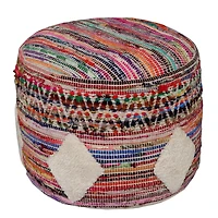Diamond Tufted Multi Chindi Pouf