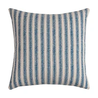 Blue and Natural Ticking Stripe Pillow