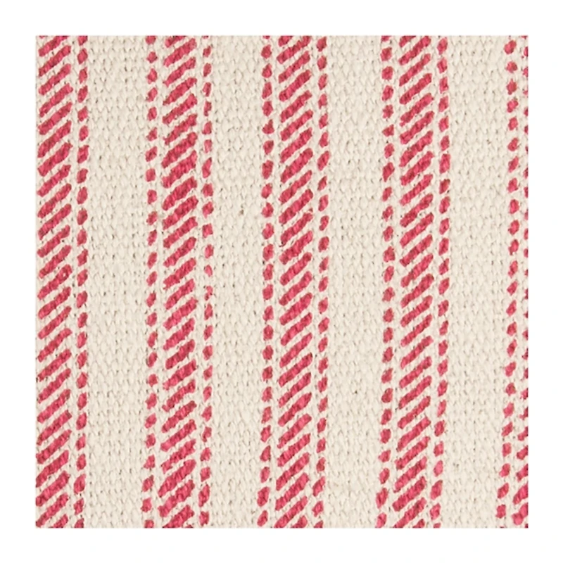 Red and Natural Ticking Stripe Pillow