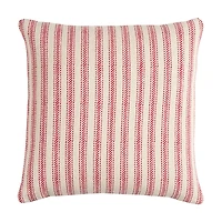 Red and Natural Ticking Stripe Pillow