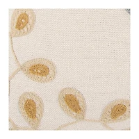 Blue and Gold Floral Fringe Pillow