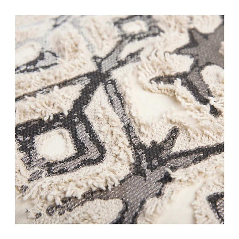 Gray Textured Geometric Pillow