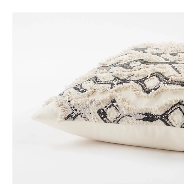 Gray Textured Geometric Pillow