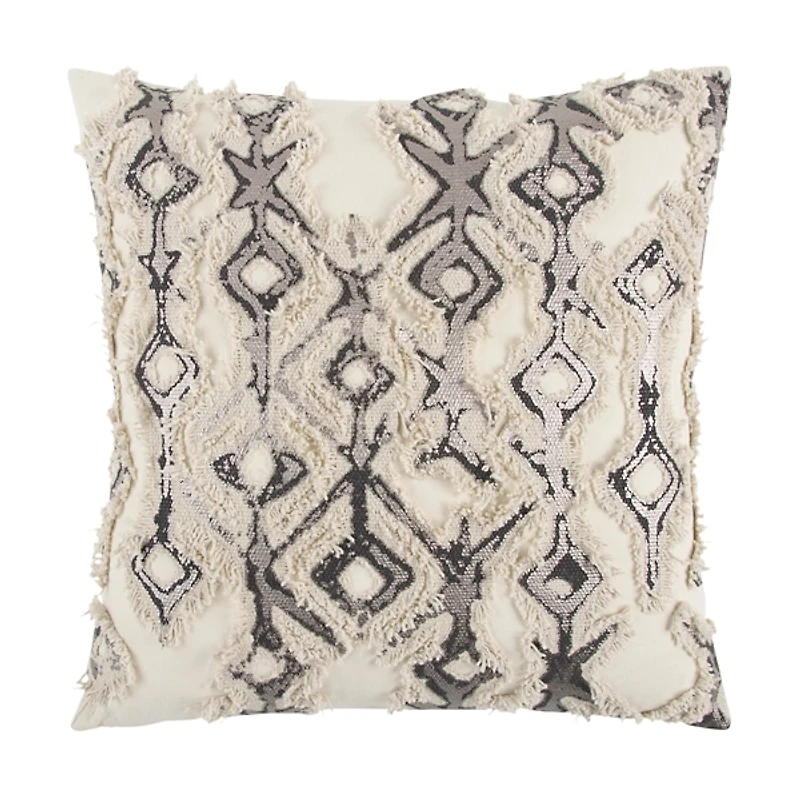 Gray Textured Geometric Pillow