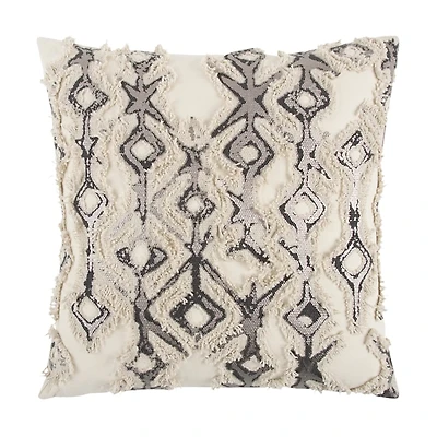 Gray Textured Geometric Pillow
