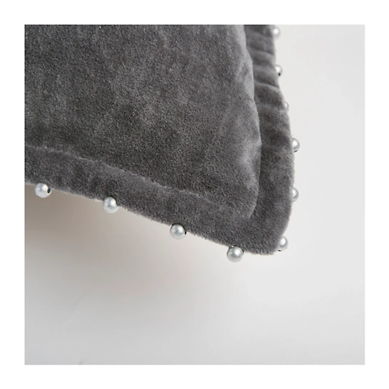 Dark Gray Solid Cotton Pillow, 22 in.